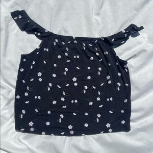 floral off the shoulder cropped shirt